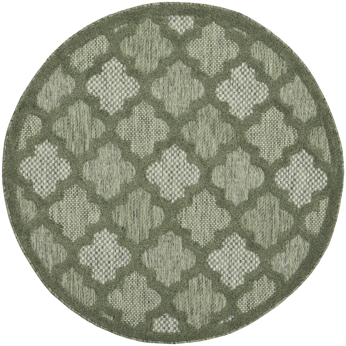 Easy Care Green Modern Polypropylene Area Rug – 4′ x Round